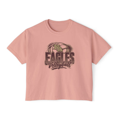 Women's New Albany Eagles Ombre Volleyball Graphic Boxy Crop Short Sleeve Tee