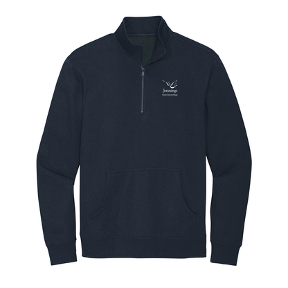 Adult Unisex Fleece Quarter-Zip Pullover - White Jennings Notre Dame Village Logo