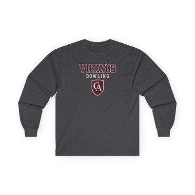 Adult Unisex Columbus Academy Vikings Bowling Graphic Gildan Long Sleeve Tee