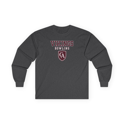 Adult Unisex Columbus Academy Vikings Bowling Graphic Gildan Long Sleeve Tee