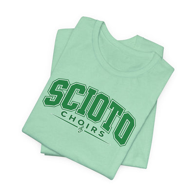 Adult Unisex Dublin Scioto Choirs Varsity Block Letter Graphic Short Sleeve Soft Tee