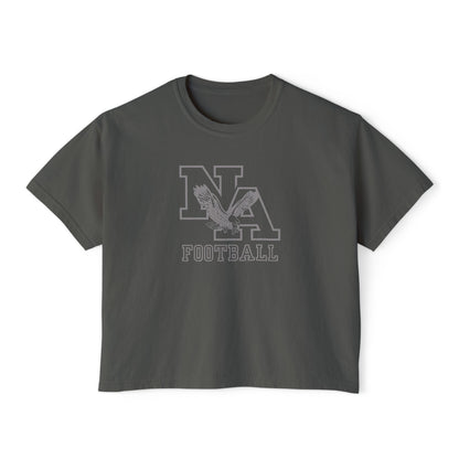 Women's New Albany Tonal Football Logo Graphic Boxy Crop Short Sleeve Tee