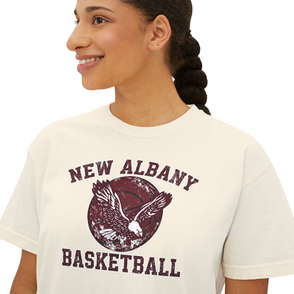 Women's New Albany Eagles Basketball Vintage Victory Graphic Boxy Crop Short Sleeve Tee