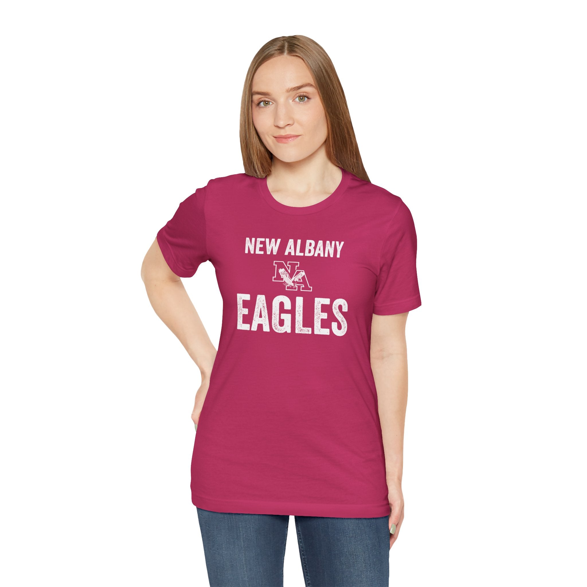 Adult Unisex Vintage Distressed New Albany Eagles Graphic Short Sleeve Soft Tee