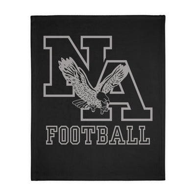 New Albany Black and White Vintage Fighting Eagle Graphic Super Soft Velveteen Microfiber Blanket (Two-sided print)