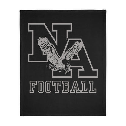 New Albany Black and White Vintage Fighting Eagle Graphic Super Soft Velveteen Microfiber Blanket (Two-sided print)