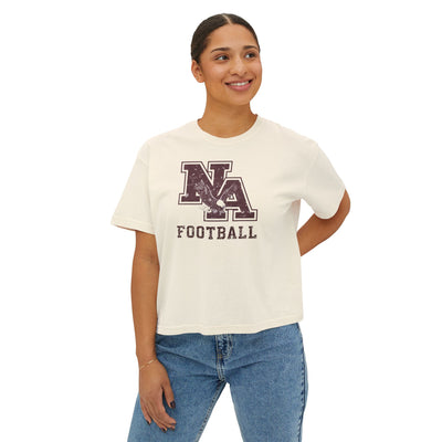 Women's New Albany Football Distressed Vintage Logo Graphic Boxy Crop Short Sleeve Tee
