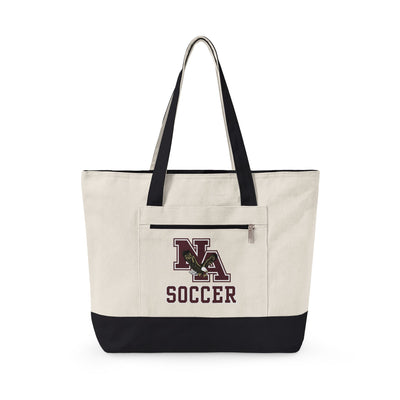 New Albany Classic Maroon Soccer Logo Graphic Zippered Canvas Tote