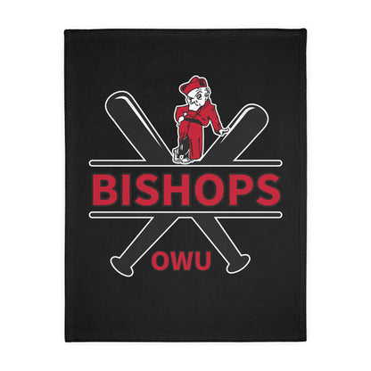 Bishops Baseball Crossbat Graphic Super Soft Velveteen Microfiber Blanket (Two-sided print)