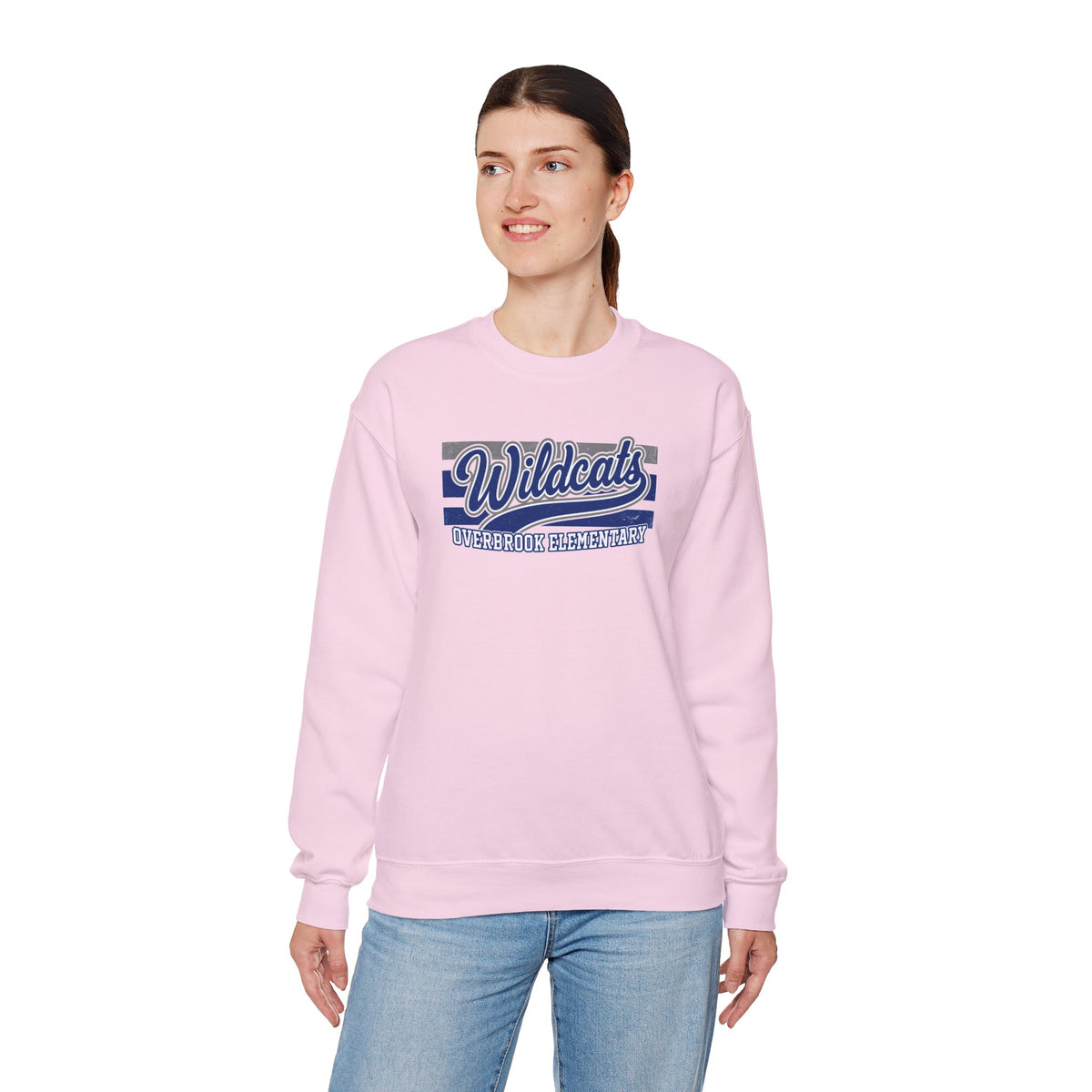 Adult Unisex Overbrook Elementary Wildcats Vintage Distressed Spirit Graphic Sweatshirt