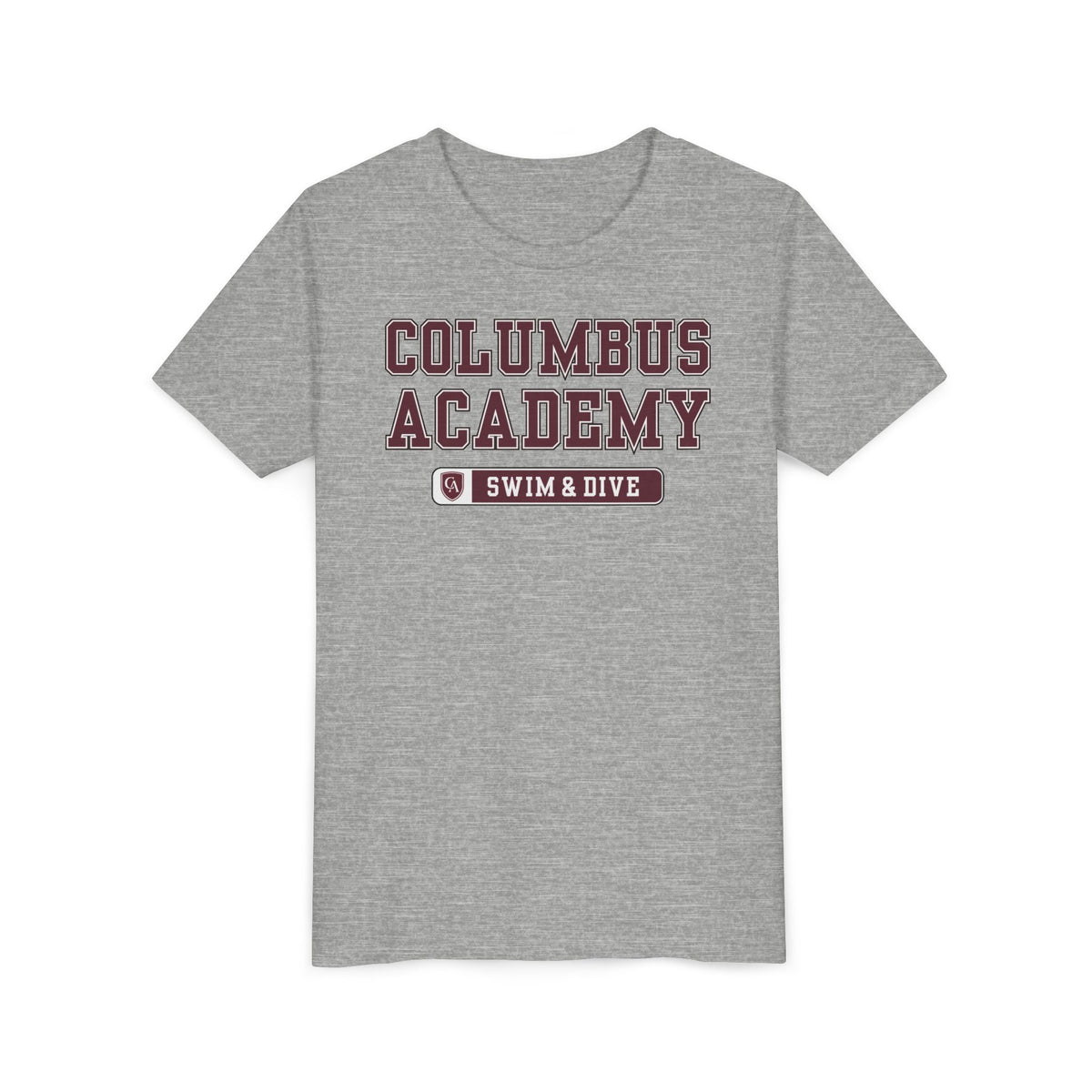 Youth Columbus Academy Swim & Dive Graphic Short Sleeve Bella + Canvas Soft Tee
