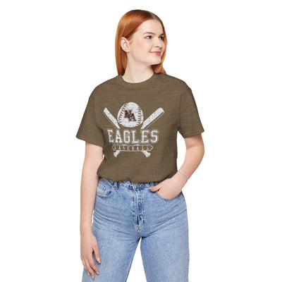 Adult Unisex Vintage Eagles Crossed Bats Graphic Short Sleeve Soft Tee