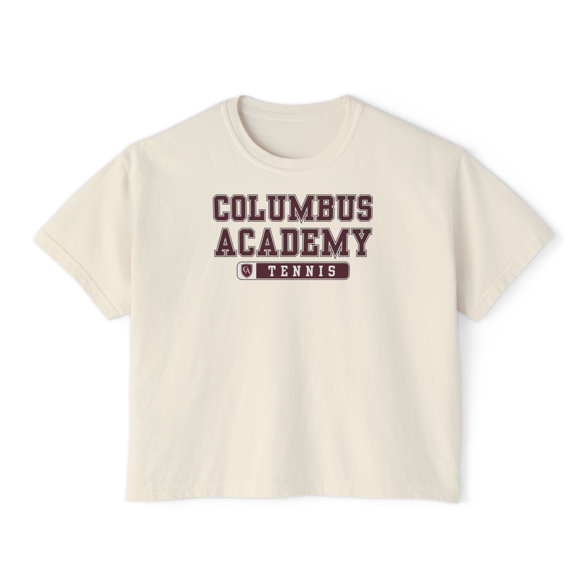 Women's Columbus Academy Tennis Graphic Boxy Crop Short Sleeve Tee
