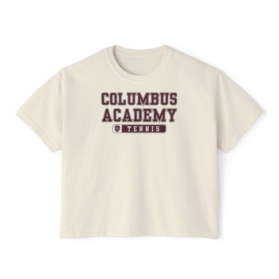 Women's Columbus Academy Tennis Graphic Boxy Crop Short Sleeve Tee
