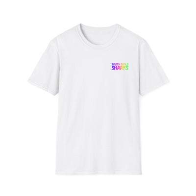 Adult Unisex South Hills Swim Team Neon Rainbow Graphic Short Sleeve Gildan Softstyle Tee