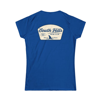 Women's South Hiils Swim Club Home of the Sharks Graphic Short Sleeve Gildan Softstyle Tee
