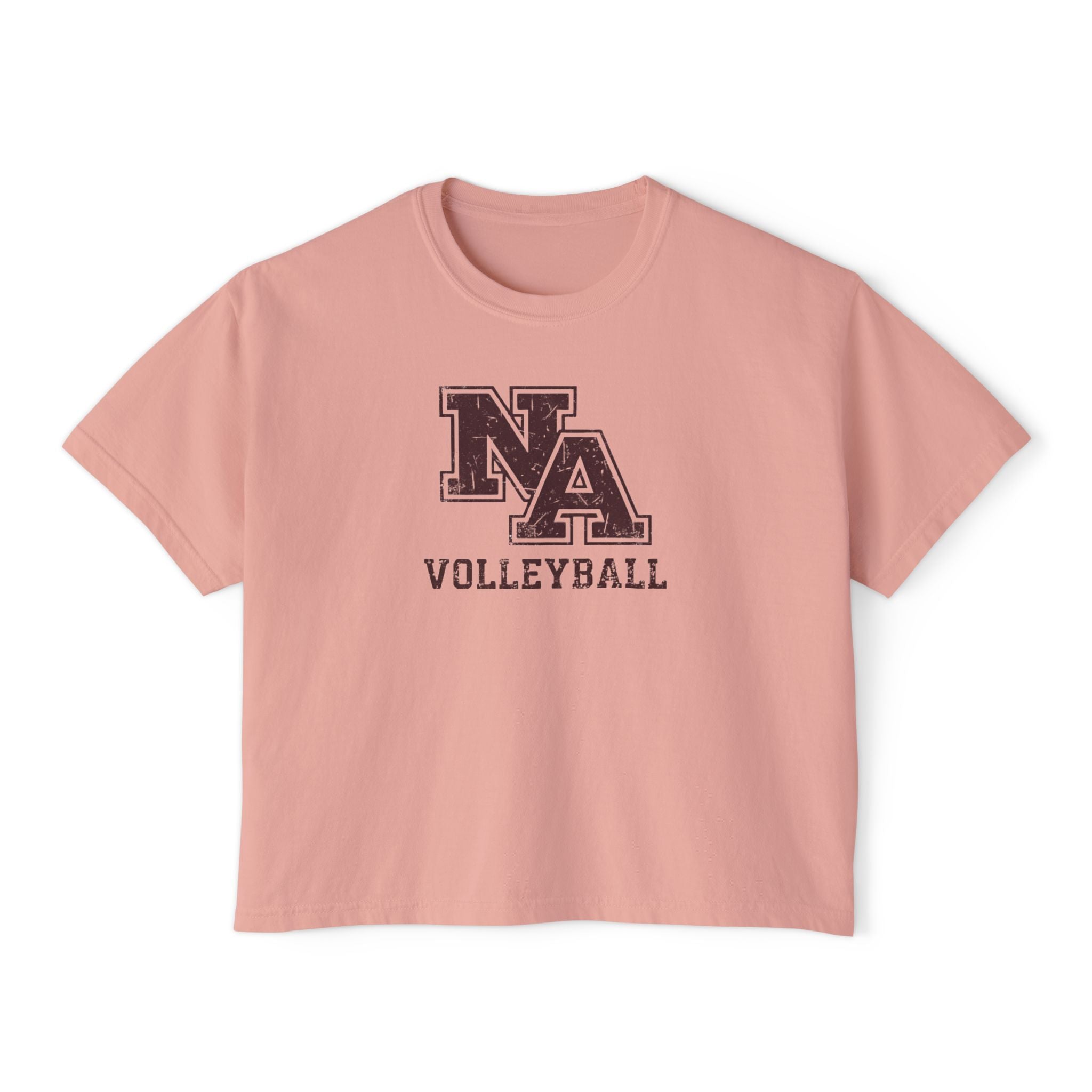 Women's New Albany Volleyball Vintage Vibe Logo Graphic Boxy Crop Short Sleeve Tee