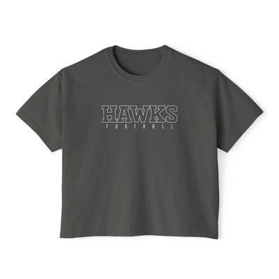 Women's Westerville Central Block Hawks Football Graphic Boxy Crop Short Sleeve Tee