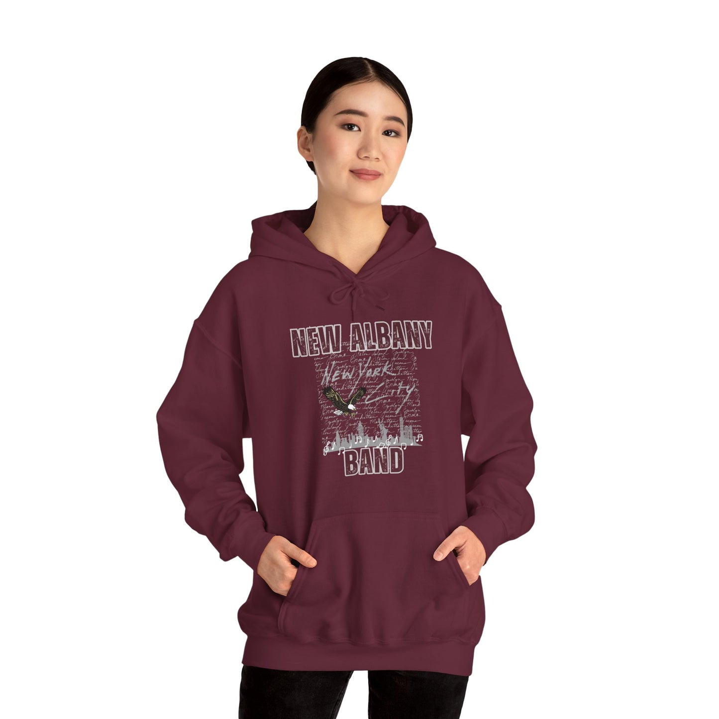 Adult Unisex NA Band NYC Graphic Hoodie- New Albany Eagles