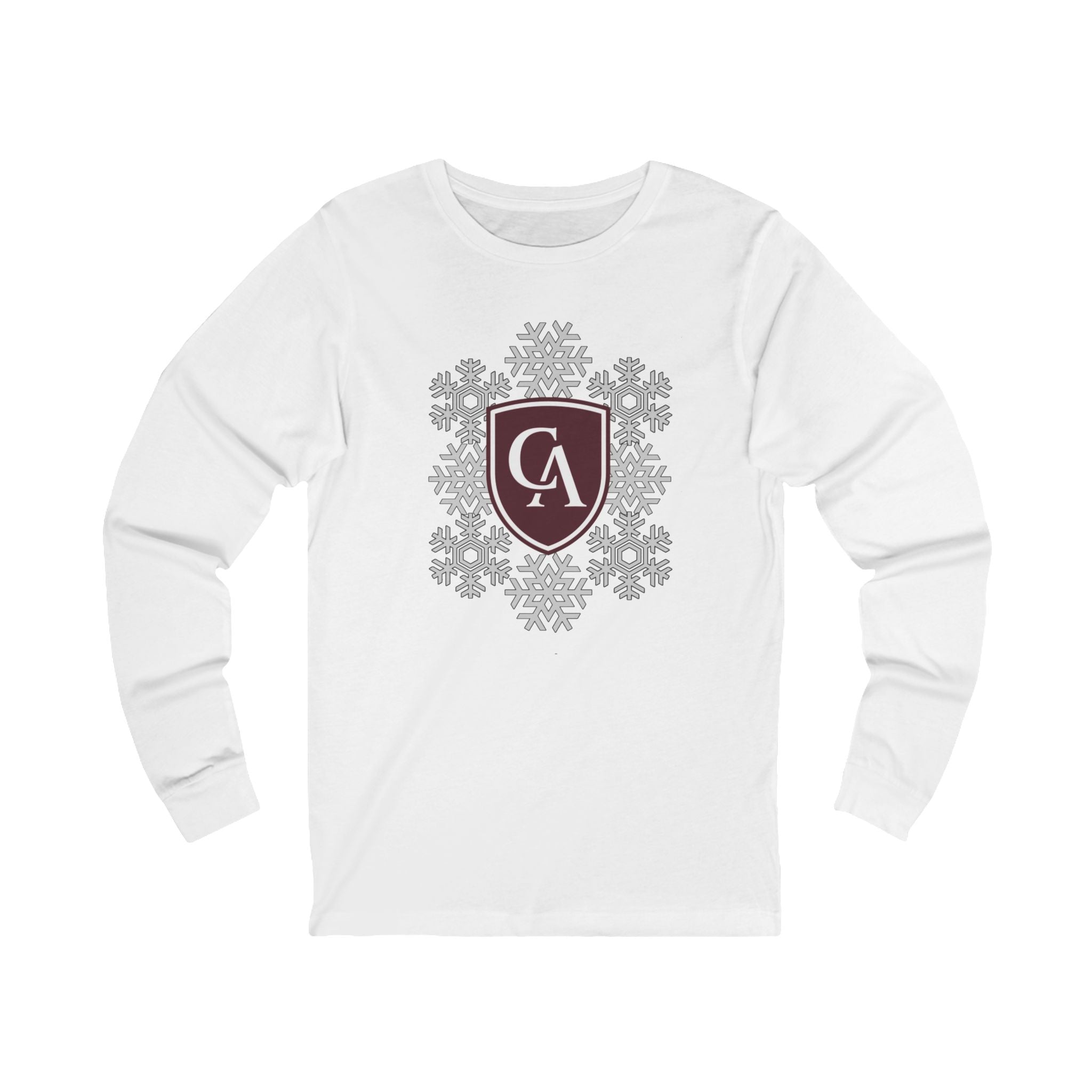 Adult Unisex Columbus Academy Spirited Snowflake Graphic Long Sleeve Soft Tee