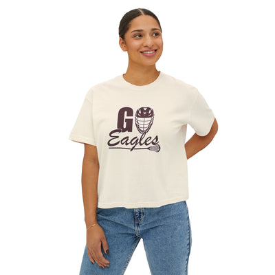 Women's Go Eagles Lacrosse Graphic Boxy Crop Short Sleeve Tee