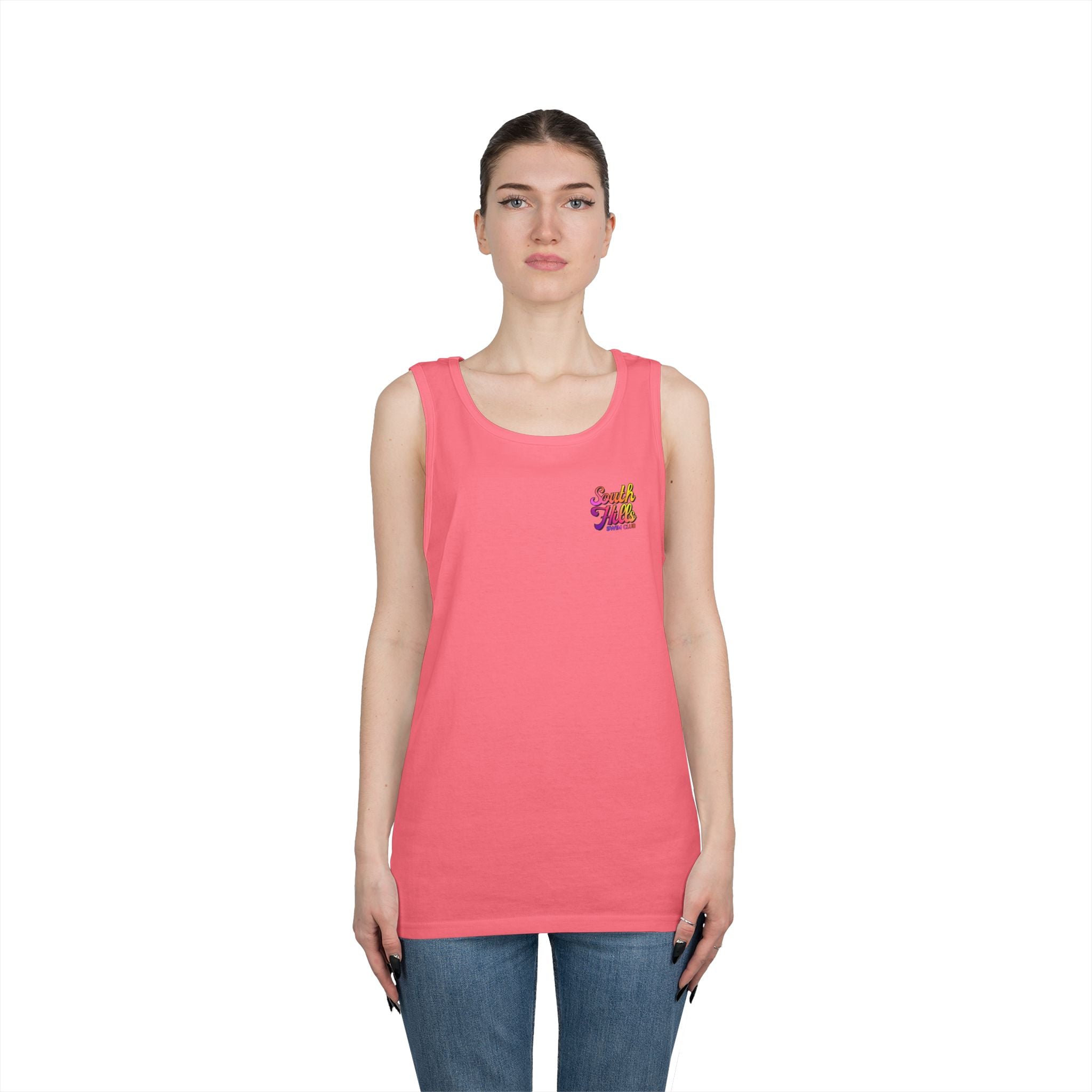 Adult Unisex South Hills Swim Club Sunset Script Graphic Tank