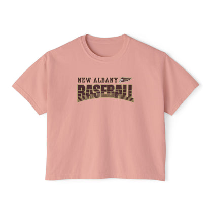 Women's Eagles Line Drive Baseball Boxy Crop Short Sleeve Tee