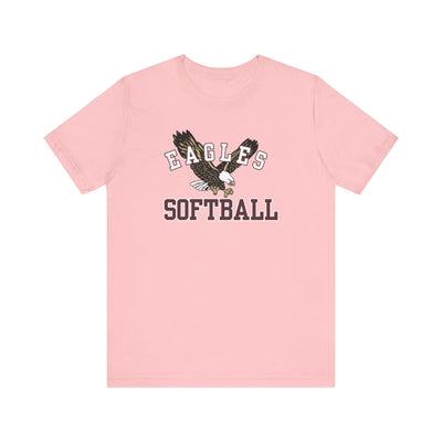 Adult Unisex Flying Softball Eagle Graphic Short Sleeve Soft Tee