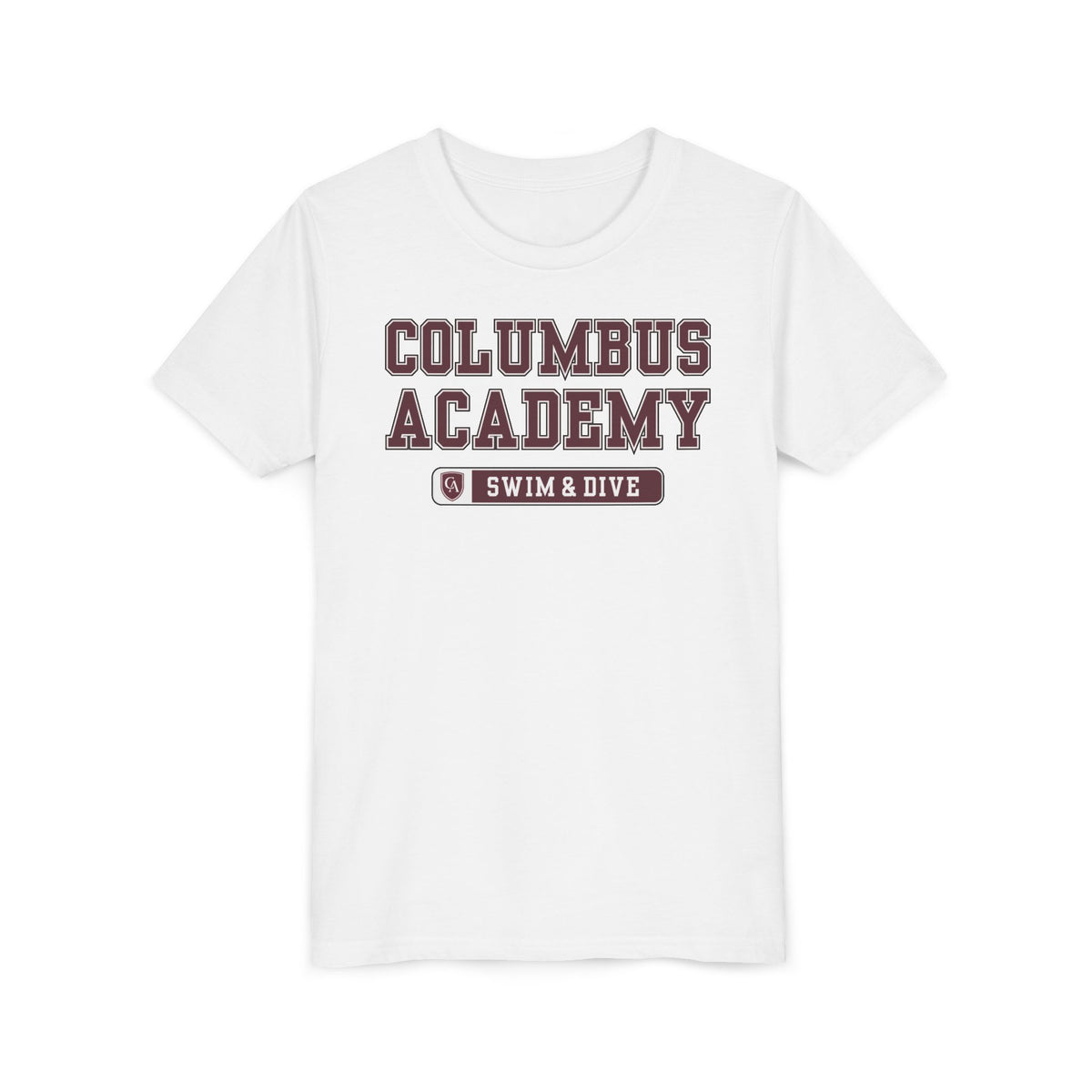 Youth Columbus Academy Swim & Dive Graphic Short Sleeve Bella + Canvas Soft Tee