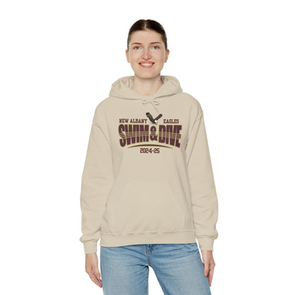 Adult Unisex Swim & Dive Dual Tone Eagles Effect Graphic Hoodie