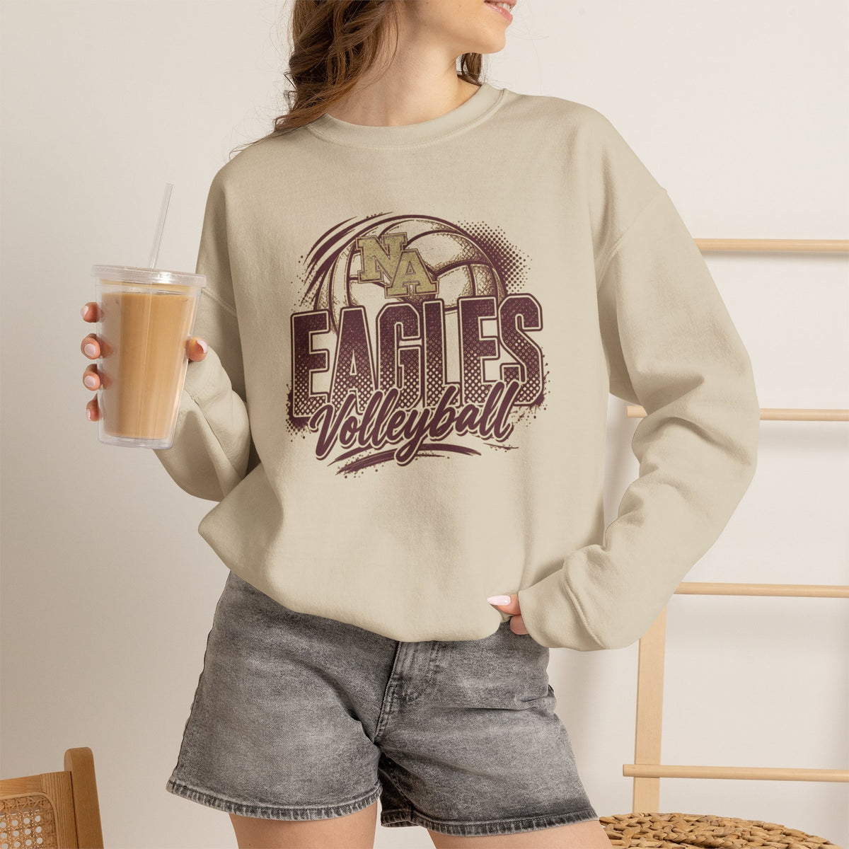 Adult Unisex New Albany Eagles Ombre Volleyball Graphic Sweatshirt
