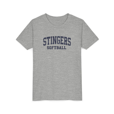 Youth Stingers Softball Vintage Distressed Graphic Short Sleeve Bella + Canvas Soft Tee