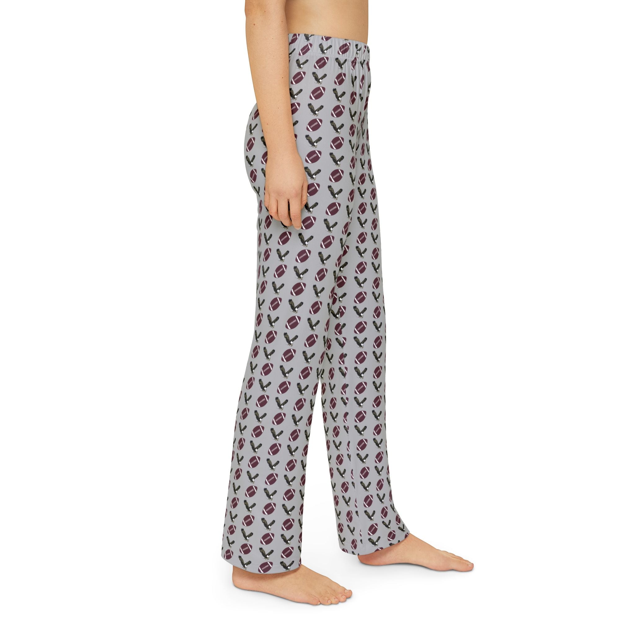Youth Grey Pajama Pants with Allover New Albany Football Eagle Print