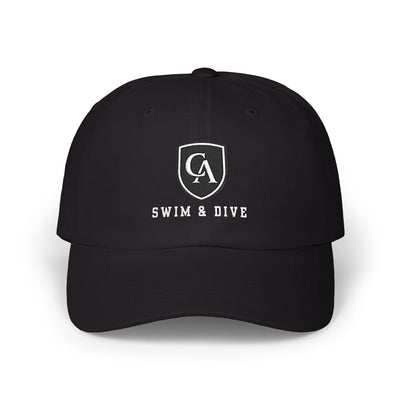 Adult Unisex Columbus Academy Vikings Swim & Dive White Embroidered Logo Dad Cap
