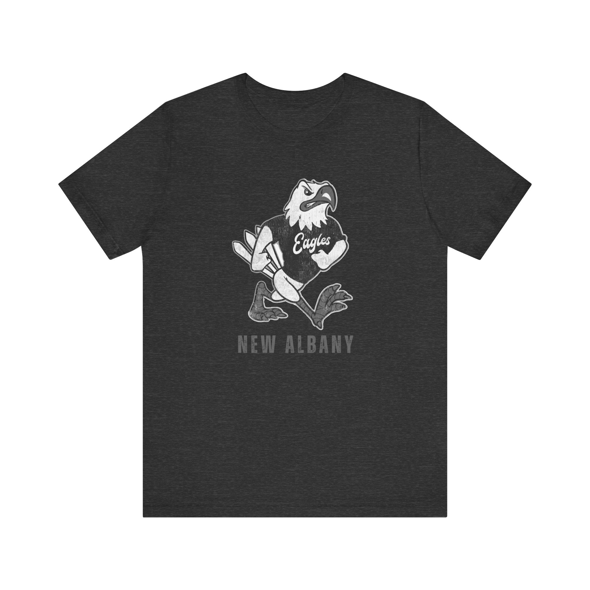 Adult Unisex New Albany Black and White Vintage Fighting Eagle Graphic Short Sleeve Soft Tee