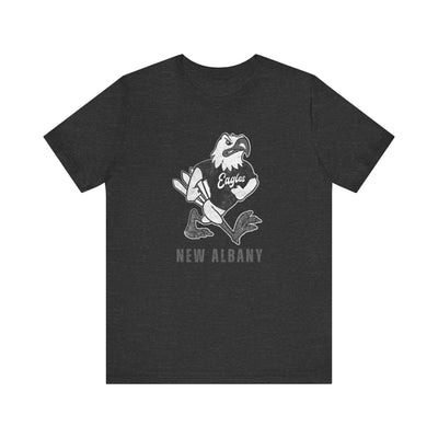 Adult Unisex New Albany Black and White Vintage Fighting Eagle Graphic Short Sleeve Soft Tee