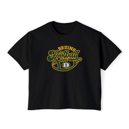 Women's Bruin Script Football Graphic Boxy Crop Short Sleeve Tee