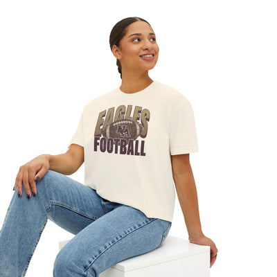 Women's New Albany First-Down Distressed Football Graphic Boxy Crop Short Sleeve Tee