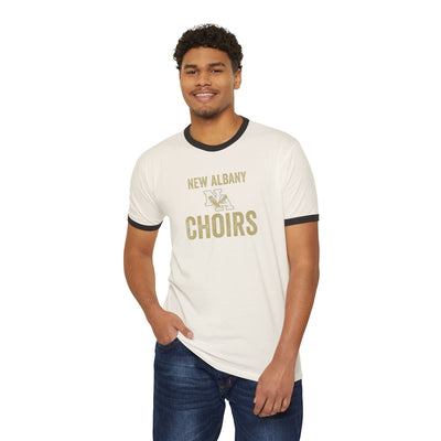 Adult Unisex Vintage Distressed New Albany Choirs Graphic Short Sleeve Ringer Tee