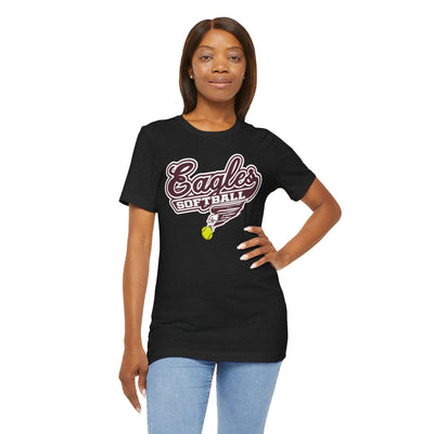 Adult Unisex Sporty Script Softball Eagles Graphic Short Sleeve Soft Tee