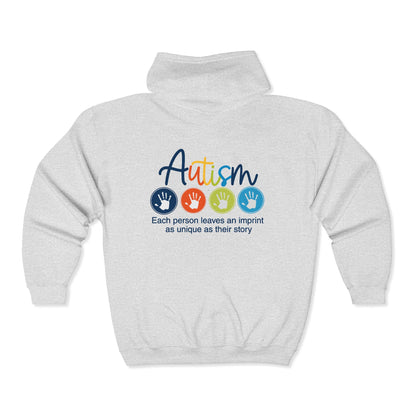 Adult Unisex Autism Imprint Graphic Full-Zip Sweatshirt