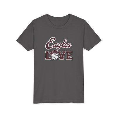 Youth Eagles Softball Love Graphic Short Sleeve Soft Tee