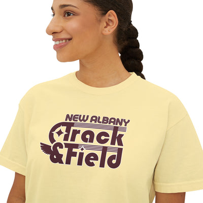 Women's Retro Track and Field Boxy Crop Short Sleeve Graphic Tee