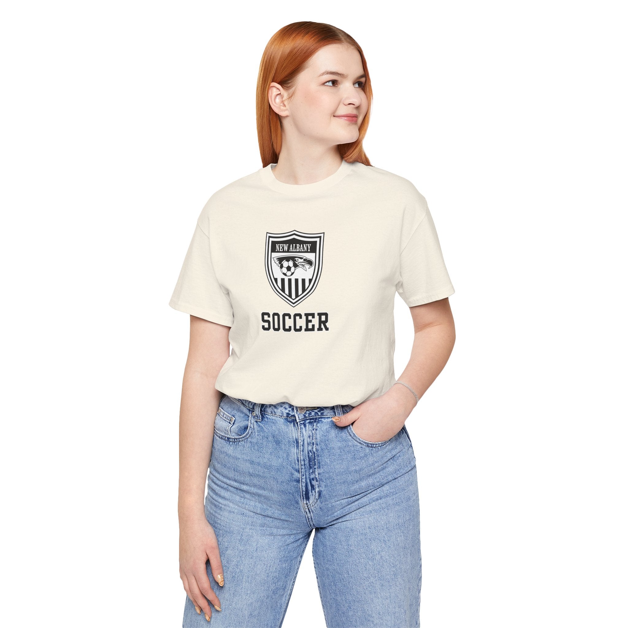 Adult Unisex New Albany Youth Soccer League Crest Graphic Short Sleeve Bella + Canvas Soft Tee