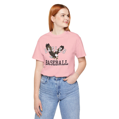 Adult Unisex Flying Baseball Eagle Graphic Short Sleeve Soft Tee