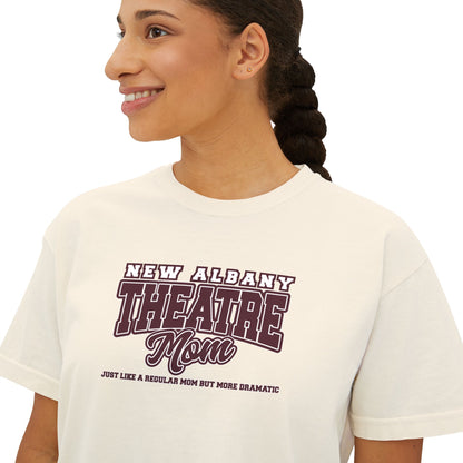 Women's New Albany Theatre Dramatic Mom Graphic Boxy Crop Short Sleeve Tee