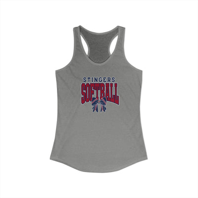 Women's Stingers Softball Stitched Bow Graphic Next Level Racerback Tank