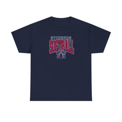 Adult Unisex Stingers Softball Stitched Bow Graphic Short Sleeve Gildan Heavy Tee