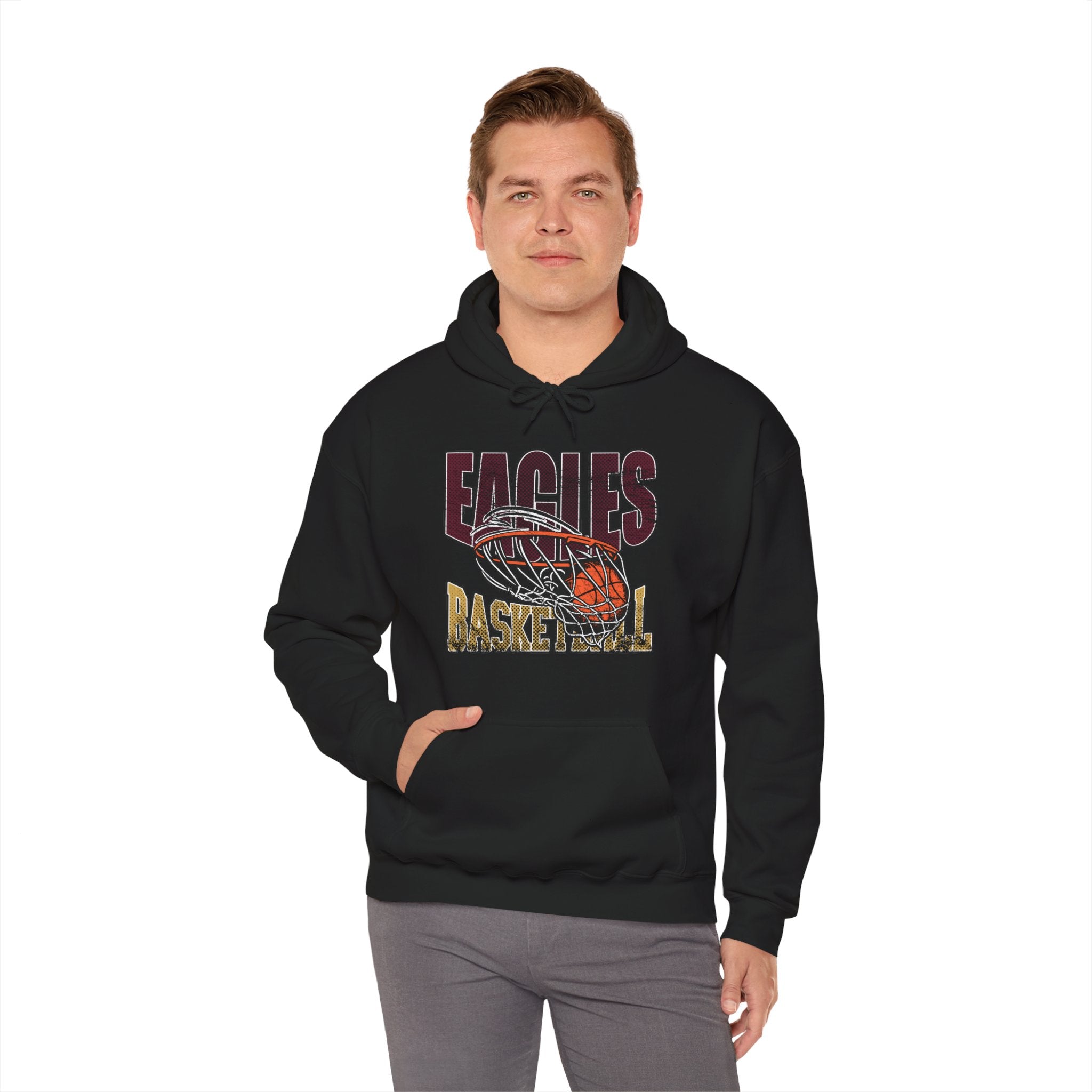 Adult Unisex Eagles Swish Distressed Basketball Graphic Hoodie