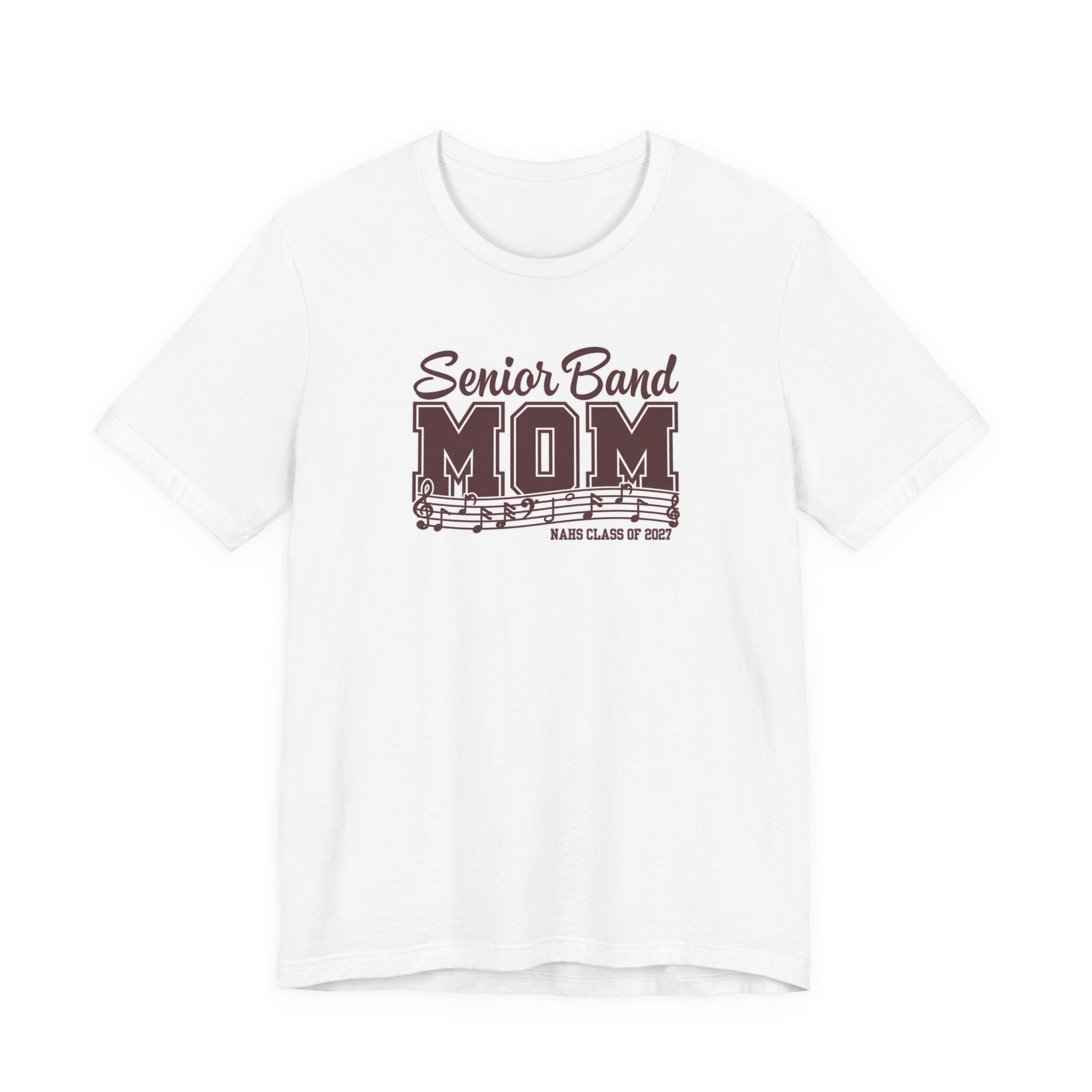 Adult Unisex New Albany 2027 Senior Band Mom Graphic Short Sleeve Bella + Canvas Soft Tee